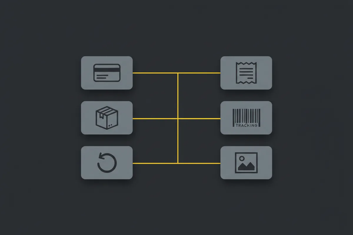 Dispute reasons on the left connected to matching evidence on the right