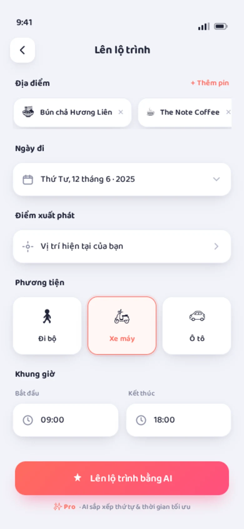 Màn hình lên lộ trình bằng AI