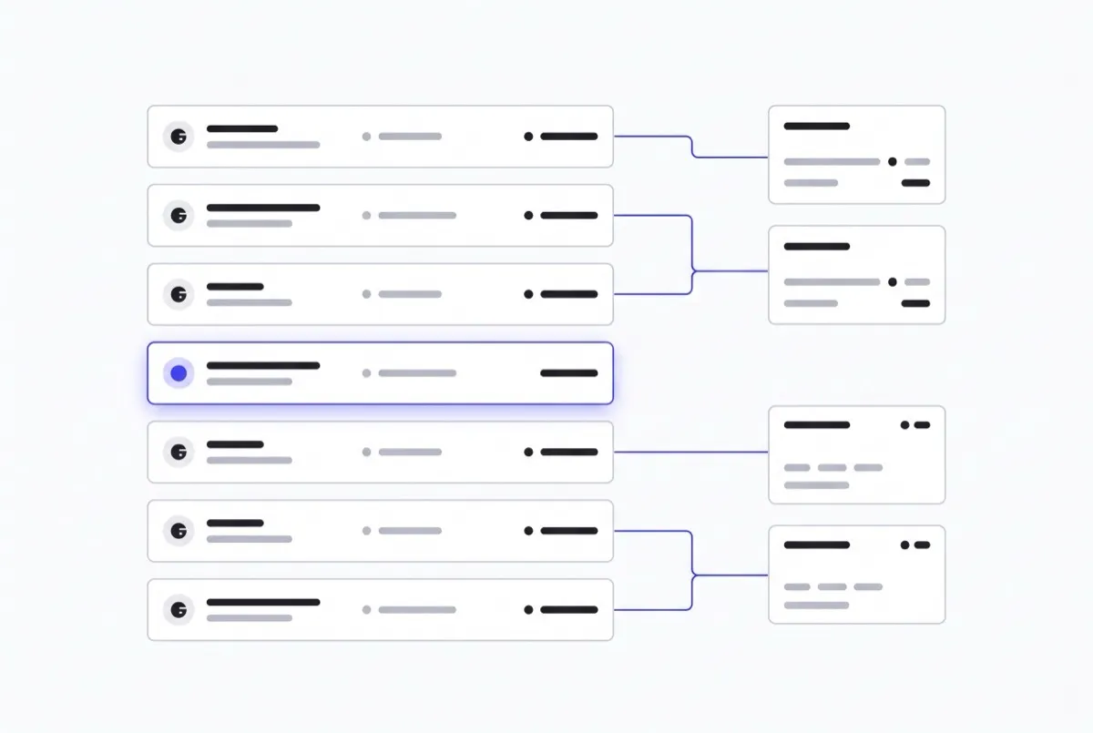 Bank statement rows matched to their payouts
