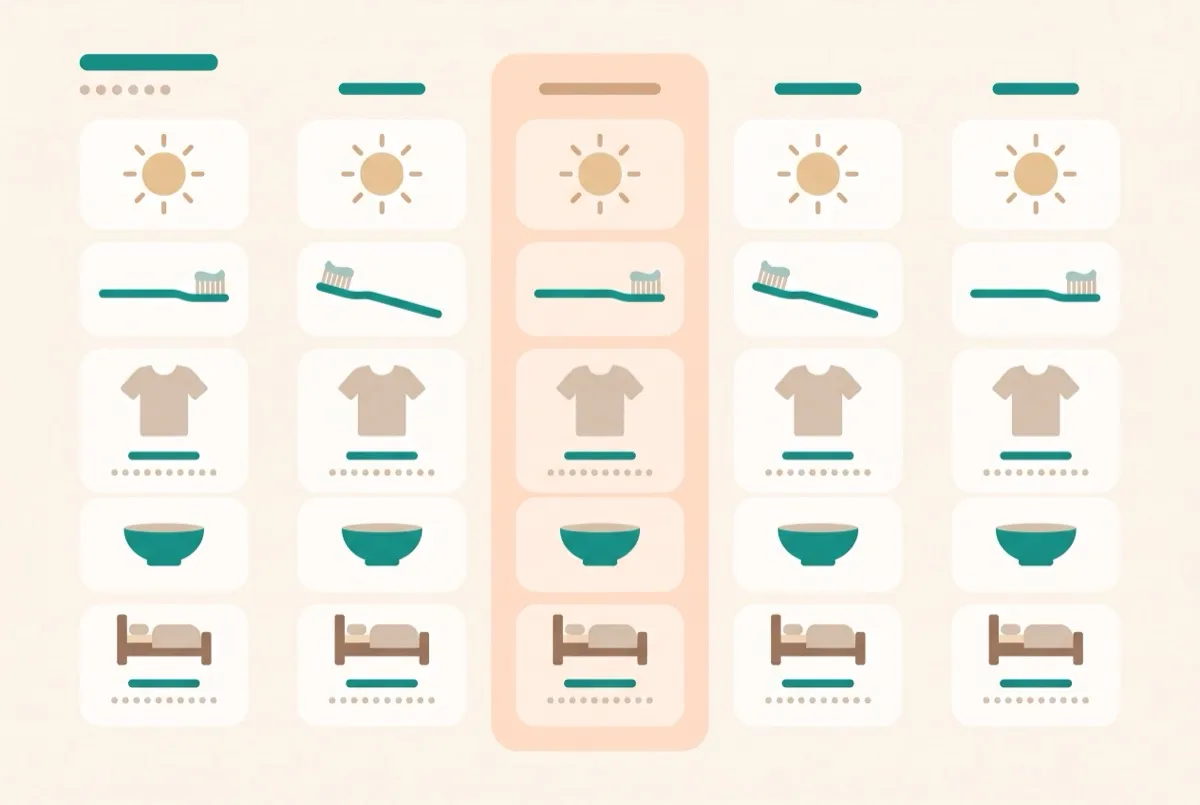 A week of picture-card routines at a glance